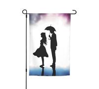 Anime Lovers Silhouette Bandiera da giardino 30,5 x 45,7 cm doppia faccia primavera estate bandiera decorativa cortile bandiera piccola bandiera stagionale vacanza decorazione esterna