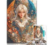 Anime-Mädchen-Puzzle 1000 Teile für Erwachsene und Jugendliche, Familienspiel zum Stressabbau, schwierige Herausforderung, Künstlersammlung, bildende Kunst, 38x26cm