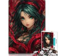 Anime-Mädchen-Puzzle mit 1000 Teilen für Teenager, Geschenke, zum Zeitvertreib im Urlaub, mit vollständig ineinandergreifenden, zufällig geformten Teilen, 38x26cm