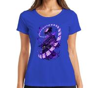 Anime Mago Viola Magia Carte Giappone Y2K Maglietta da donna, Blu, L