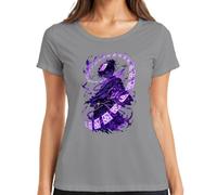 Anime Mago Viola Magia Carte Giappone Y2K Maglietta da donna, grigio., S