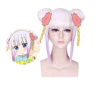 Anime Miss Kobayashi Dragon Maid Kannakamui Parrucche Cosplay Capelli corti viola con due panini Parrucche da festa