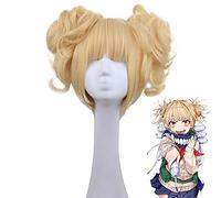 Anime My Boku no Hero Academia Akademia Himiko Toga Breve Biondo Chiaro Coda di Cavallo Resistente Al Calore Costume Cosplay Parrucca + Cap