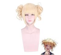 Anime My Boku no Hero Academia Akademia Himiko Toga Short Light Blonde Ponytails Cosplay resistente al calore parrucca + cappuccio PL-370