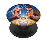 Anime Nativity Christmas Design - Kawaii Manger Scene Art PopSockets PopGrip Adesivo