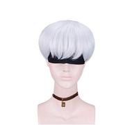 Anime Nier: automata 9s parrucche bianche argento Yorha n. 9 modello S uomo parrucca costume cosplay + cappuccio parrucca Wig and Eye mask