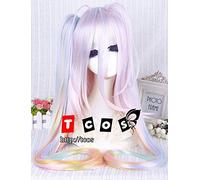 Anime No Game No Life Shiro 110 cm lunga coda di cavallo multicolore resistente al calore parrucca costume cosplay NO1