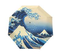 Anime Onda Del Mare Kanagawa Ombrello Pieghevole Automatico Ombrelli Antivento Protezione UV da Viaggio per Bambini Ragazzi Ragazze
