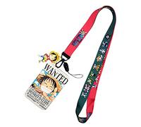 Anime One Piece Lanyard porta carte d'identità con nastro, porta carte d'identità con cordino per portachiavi, Card, Esposizioni (Luffy Wanted, First Time)