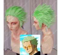 Anime ONE PIECE Roronoa Zoro Wig Cosplay Slicked-back Green Heat Resistant Synthetic Hair Wig + Wig Cap