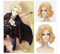 Anime One Piece Sabo 30 Cm Dorato Ricci Ondulati Corti Sintetici Capelli Resistenza Al Calore Halloween Copricapi Cosplay + Cappuccio Parrucca Gratuito