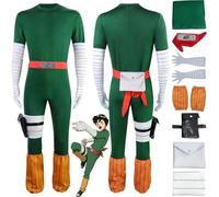 Anime Personaggio Rock Lee Cosplay Costume Vestito Haruno Sakura Gioco di Ruolo Uniforme Verde Tuta Set Completo Halloween Festa Carnevale Dress Up Suit per Uomo Ragazzi (XL)