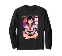 Anime Ragazza Retro Gioco Giapponese Tutto Il Giorno Gamer Giappone Boba Tea Maglia a Manica