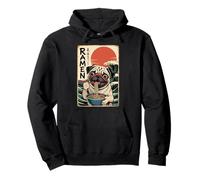 Anime ramen ramen giapponese divertenti graphic pug anime Felpa con Cappuccio