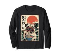Anime ramen ramen giapponese divertenti graphic pug anime Maglia a Manica