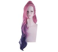 Anime Role Play For Seraphine Cosplay Wig KDA Cosplay Long Pink Mixed Purple Wigs with Ponytail