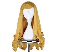Anime Sleeping Beauty Princess Aurora Wig Briar Rose Women Long Yellow Hair Cosplay Costume Halloween Party Wigs + Wig Cap