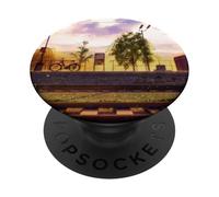 Anime Stazione ferroviaria in vaporwave estetica retro 90's PopSockets PopGrip Adesivo