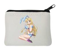 Anime Style Blonde Rabbit Pin Up Babe neoprene portamonete Pouch 10x11cm Bianco
