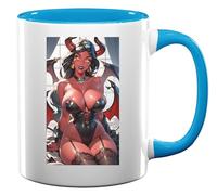 Anime Style Lingerie Succube capelli neri Kinky Pin Up Girl ceramica tazza da tè e caffè azzurro