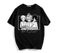 Anime The Promised Neverland Emma/Norman/Ray T-shirt casual a maniche corte con stampa 3D Confortevole girocollo Anime Cosplay Tee Tops S-2XL, Nero , S
