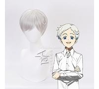 Anime The Promised Neverland Norman Cosplay Silver White Short Wig Yakusoku no Neverland Heat-resistant Fiber Hair + Wig Cap
