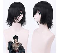 Anime Time Raiders Kylin Zhang Parrucche corte nere sintetiche termoresistenti capelli Kylin Zhang Cosplay Parrucca + cappuccio parrucca PL-466