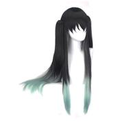 Anime Tokitou Muichirou Cosplay Parrucca, Gradiente Doppia Bocca di Tigre con Coda di Cavallo Capelli Lunghi Halloween Costume Partito Gioco di Ruolo (A)