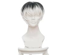 Anime Tokyo Ghoul Re Kaneki Ken Sasaki Haise Black White Mix Short Synthetic Hair Cosplay Costume Wigs + Wig Cap