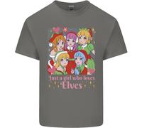 Anime Una Ragazza Che Ama Gli Elfi Natale Xmas Maglietta Per Bambini