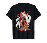 Anime Vintage Kitsune Spirito Yokai Giapponese Demone Maglietta