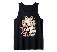 Anime Waifu Carino Anime manga Gatto Ragazza Dolce Retro Giappone Canotta