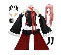 Anime Womens Cosplay Costume Per Krul Tepes Uniform Nero Backless Dress Halloween Outfit Con Parrucca (Nero,L)