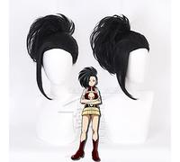 Anime YAOYOROZU MOMO Cosplay Black Wig Boku no Hero Academia Heat-resistant Fiber Hair + Wig Cap Party