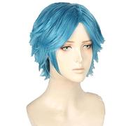 Anime Yarichin Bitch Bu Club YUI TAMURA Blue Short Fluffy Wig Cosplay Halloween Costume Wigs + Wig Cap