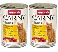 animonda Carny Senior, cibo umido per gatti, bagnato per gatti da 7 anni, Manzo + Pollo con Formaggio 6 x 400 g (Confezione da 2)