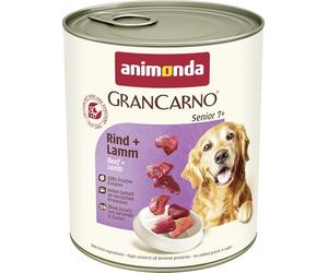 animonda GranCarno Senior cibo per cani, alimento umido per cani più anziani a partire da 7 anni, manzo + agnello, 6 x 400 g