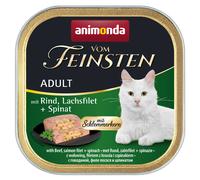 Animonda Vom Feinsten Adult Schlemmerkern con Manzo, Filetto di Salmone & Spinaci 100gx32