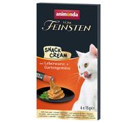 Animonda Vom Feinsten Adult Snack Cream 6 x 15 g per gatto - Salsiccia di fegato e Verdure dell'orto