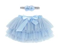 ANIMQUE Bebè Bambine Ragazze Gonna Tutù Principessa Mini con Strati Super Morbido Tulle Elastico in Vita Balletto Corta con Copri Pannolino + Fascia