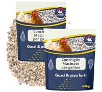 Ani'Nat Conchiglie Macinate per Galline ovaiole e piccioni. più varietà di minerali Rispetto ai gusci di ostriche. Minerali e Calcio per gusci Solidi. (2 x 3,5kg)