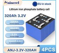 Aninerel 3.2V 320Ah 4PCS Lifepo4 Batteria agli ioni di litio 12V 24V 48V Batteria ricaricabile per accumulo di energia domestica fai da te