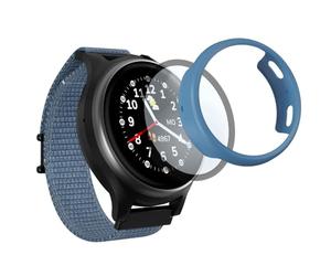 ANIO 6 Custodia protettiva compatibile - Protezione per smartwatch per bambini: custodia protettiva e pellicola protettiva - antigraffio, robusta, facile da montare, blu