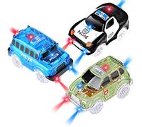 AniSqui Track Cars, confezione da 3 pezzi Race Cars, pista per auto, 5 luci lampeggianti a LED, Magic Toys, regali per bambini