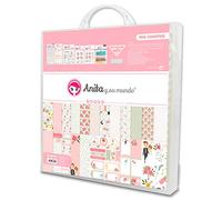 Anita e il suo mondo collezione ci Casamos Kit Valigetta Scrapbooking (carte, adesivi, piastre, Brads Epossidico, Timbri, Alfabeto Adesivo), Paper, Multicolore, 30,5 x 30,5 cm
