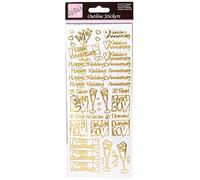Anitas - Adesivi contorno per anniversario di matrimonio, oro su bianco, per scrapbooking, creazione di biglietti, giochi per bambini, compiti, arte, artigianato, decorazioni, carta, cartone, vetro,