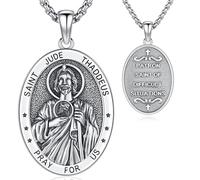 Aniu Collana San Giuda Taddeo Argento Sterling 925 Medaglia di San Giuda Taddeo Argento Ciondolo San Giuda Taddeo Collana Religiosa Amuleto Protezione per Uomo Uomo