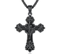 Aniu Collana San Michele Arcangelo/San Cristoforo/Crocifisso Gesù Ciondolo Argento 925 Protezione Angelo Religioso Amuleto Regalo Gioielli per Uomo Donna