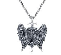 Aniu Collana San Michele Arcangelo/San Cristoforo/Crocifisso Gesù Ciondolo Argento 925 Protezione Angelo Religioso Amuleto Regalo Gioielli per Uomo Donna