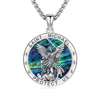Aniu Collana San Michele Arcangelo/San Cristoforo/Crocifisso Gesù Ciondolo Argento 925 Protezione Angelo Religioso Amuleto Regalo Gioielli per Uomo Donna